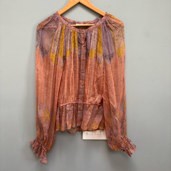 Mes Demoiselles Morgana Silk Peasant Blouse Long Sleeves 2 - Picture 6 of 12